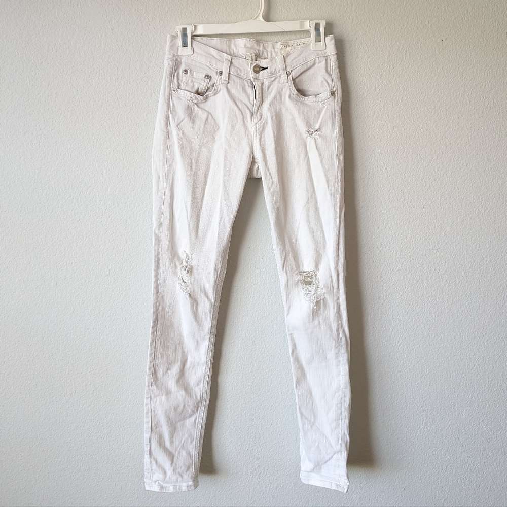 Rag & Bone Slouchy Skinny Jeans, White,  Distressed, Size 25